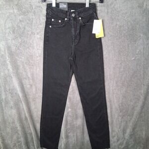 H&M Divided Jeans Women's Size 2 Booty Fit Faded  Black Wash Tapered High-Rise